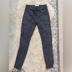 Pistola distressed charcoal black cargo jeans
